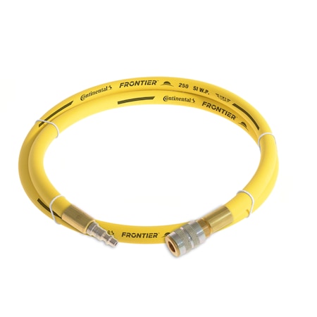 Continental 3/8" x 3' Yellow EPDM Air Hose, 250 PSI, 3/8" Ind. Interchange M+F QC HZY03825-03-51